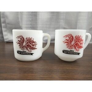 Lot Of 2 Federal Milk Glass Mug Cup South Carolina Gamecocks Made In USA